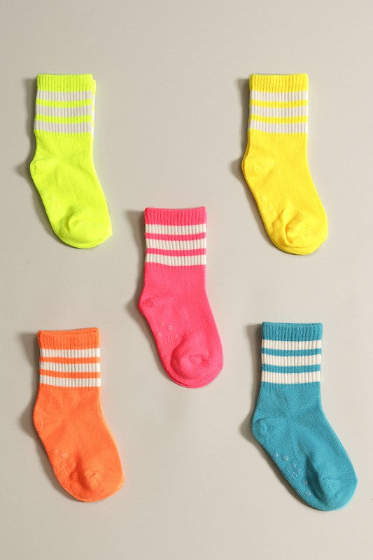 5-Pairs Kids' Stripe Crew Socks Set