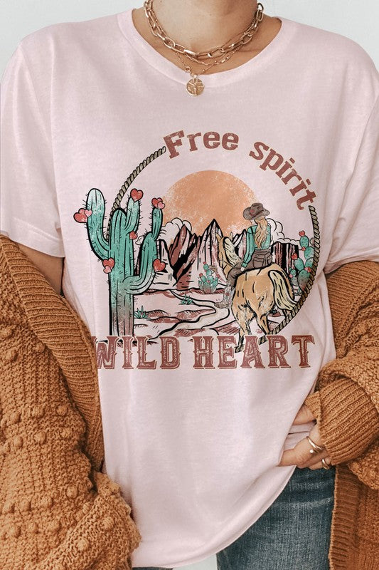 Free Spirit Wild Heart, Valentine's Graphic Tee