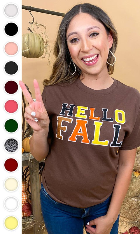Soft Ideal Chenille Hello Fall Graphic T-Shirt
