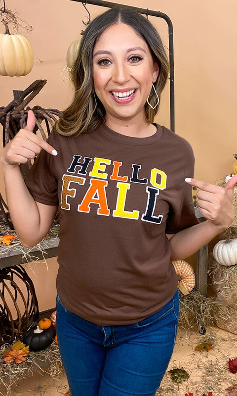Soft Ideal Chenille Hello Fall Graphic T-Shirt