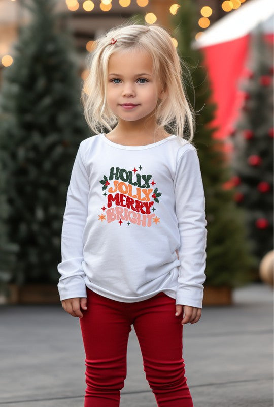 Holly Jolly Merry Bright Christmas Toddler Tee