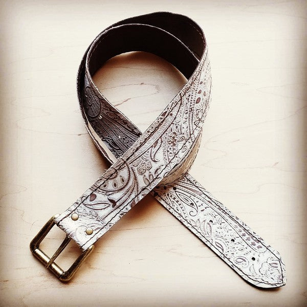 Oyster Paisley Genuine Leather Belt
