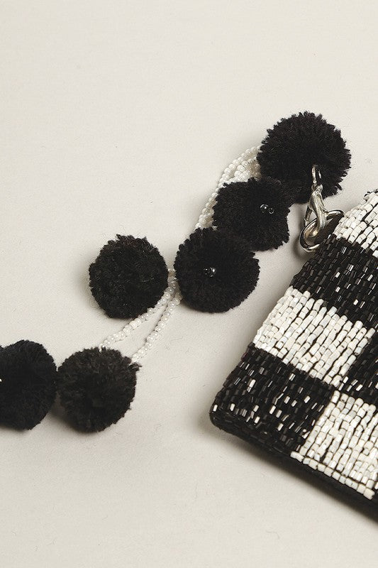 Checkerboard Seed Beaded Coin Purse