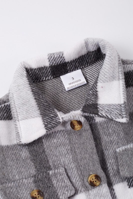 Grey plaid button down mommy &me shirt