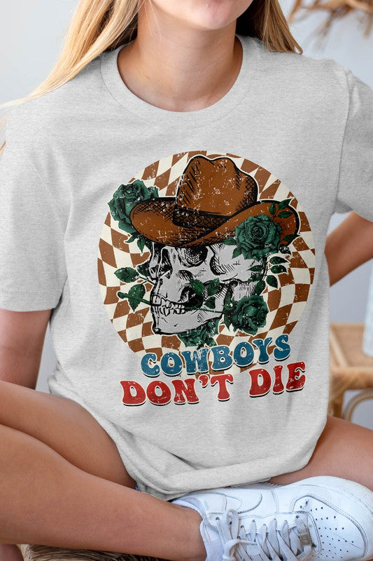 Cowboys Don't Die, Skull Halloween Graphic Tee