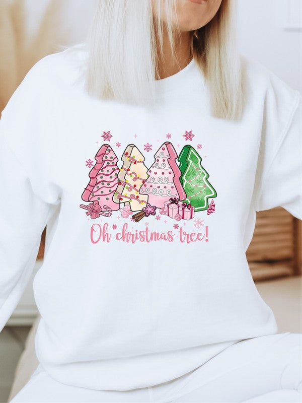 Oh Christmas Tree Pink Bella Canvas Sweatshirt