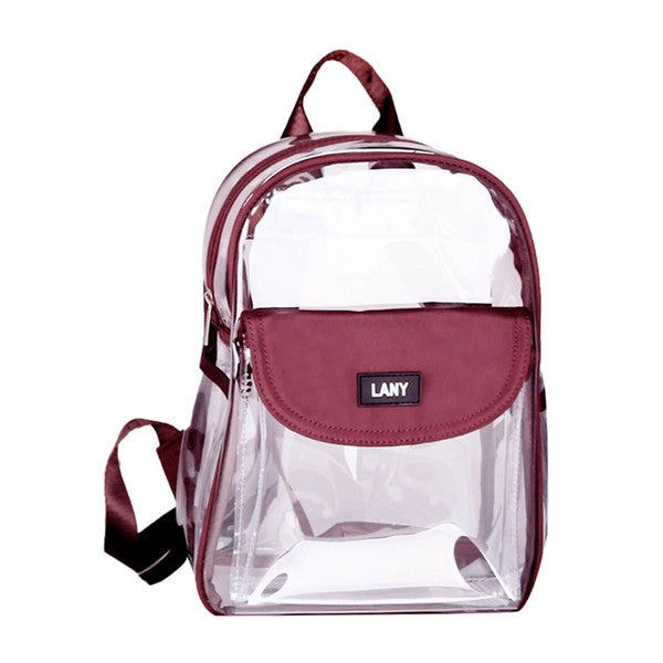 LANY Clear SMALL Backpack w/ Front Pocket & Pouch