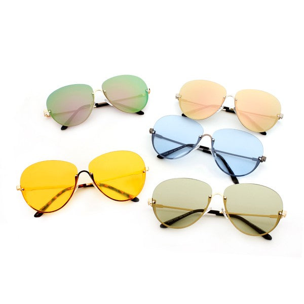 Half Frame Fashion Aviator Sunglasses