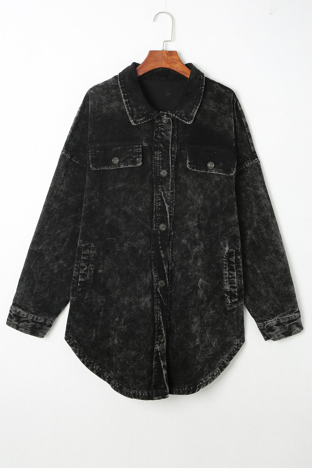 Washed Button Down Dropped Shoulder Jacket