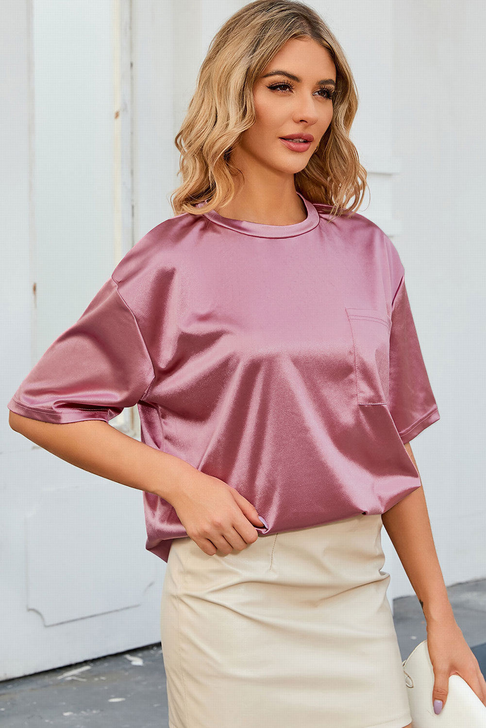Round Neck Dropped Shoulder Top